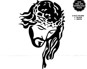 Jesus Silhouette SVG, Jesus Crown Of Thorns SVG, Jesus Automotive Decal, Jesus T-Shirt SVG, Christian, Sublimation, Cricut Silhouette, Decal