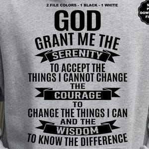 Serenity Prayer SVG, Serenity Prayer PNG, Recovery, Forgiveness, Addiction, God, Jesus, Family, Faith, 12 Step AA, Drug Addict, Alcoholic image 5
