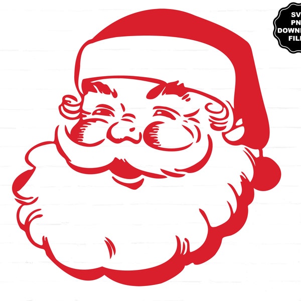 Santa Face SVG, Santa Face PNG, Vintage Santa svg, Father Christmas, Retro Santa Claus Face, Christmas svg, Santa Claus svg, Santa Claus PNG