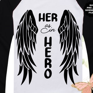 Her As In Hero SVG, Angel Wings SVG, Woman Hero PNG, Angel Wings Png, Angel Wings Clipart, Camiseta, Sublimação, Silhueta, Cricut