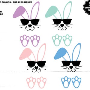 Hasenohren SVG, Hasenfüße SVG, Hasenohren Füße Namen hinzufügen, Ostern SVG, Ostern Png, Hasenohren Füße Sonnenbrillen, Hasengesicht Namen hinzufügen