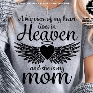 A Big Piece Of My Heart Lives In Heaven And She Is My Mom In Loving Memory Moeder engelenvleugels SVG engelenvleugels png
