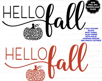 Hello Fall SVG, Leopard Print Kürbis SVG, Hello Fall T-Shirt, Herbst Thanksgiving Kürbis T-Shirt, Sublimation, Farm Veranda Schild, Cricut Decal