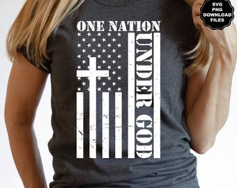 One Nation Under God, Distressed American Flag Cross, Patriotic, Christian, Faith Family Freedom, Stand For The Flag, God Family Country