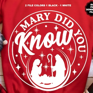 Mary Wist je dat SVG, kribbe, geboorte, Mary Baby Jesus SVG, geboorte van Jezus, kerst T-shirt SVG, Jezus Merry Christmas sublimatie