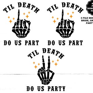Bis der Tod uns scheidet, Skeletthand Ehering, Skeletthand der Braut, Skeletthand des Bräutigams, bis der Tod uns Party macht Bachelorette
