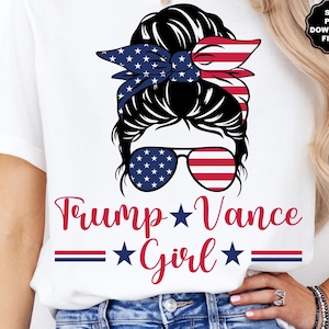 Messy Bun Trump Vance Girl SVG, Messy Bun Headband Sunglasses, Messy Bun SVG, Trump Make America Great Again, MAGA, Trump 2024 Trump Girl