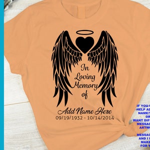In Loving Memory Angel Wings SVG, Angel Wings Heart Halo, Add Name and ...