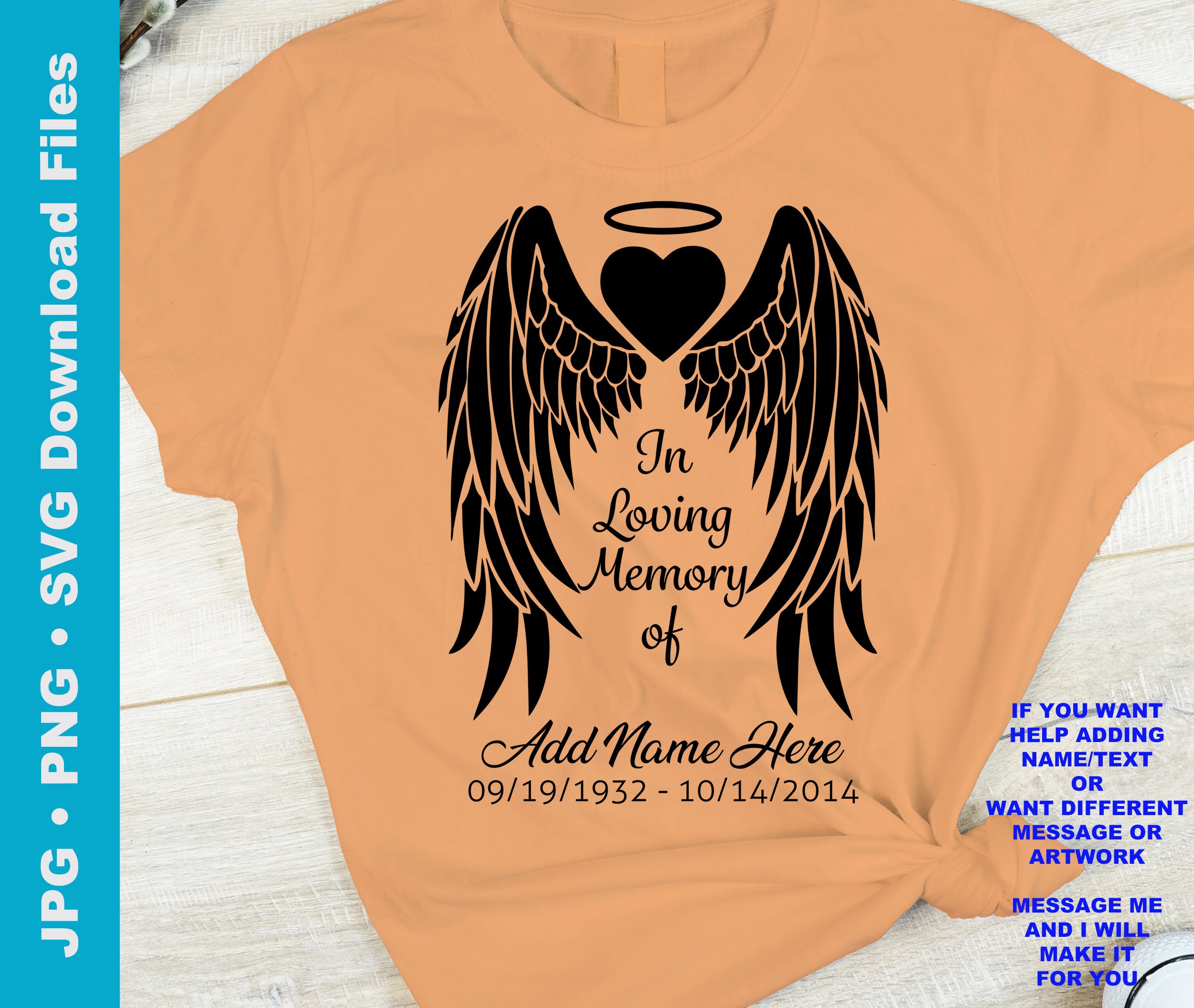 In Loving Memory Angel Wings SVG Angel Wings Heart Halo Add - Etsy