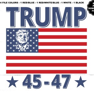 Trump SVG, Trump 45-47 Trump Silhouette Amerikanische Flagge Make America Great Wieder MAGA Präsident Trump Trump Won Trumpf PNG