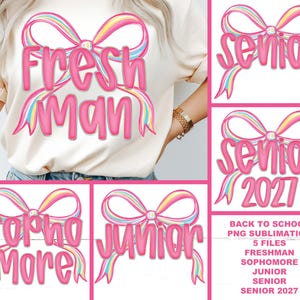 Preppy Back to School Bundle Teacher Coquette First Day of School Shirt Design Girly Pink Bow Glitter Freshman Sophomore Junior Senior 2027