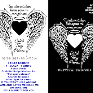 Tus hélas estaban listas pero mi corazón no SVG, Tes ailes étaient prêtes mais mon cœur ne l'était pas, Angel Wings Add Name, Decal TShirt Cricut