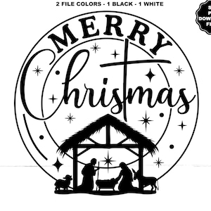 Christmas SVG PNG, Manger SVG, Merry Christmas, Manger Silhouette, Nativity, Christmas Silhouette, Christmas T-Shirt, Christmas Sublimation