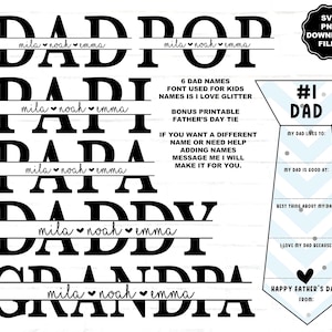 DAD Split Monogram svg, Daddy svg, Pop svg, Papa svg, Papi svg, Papa füge Kindernamen hinzu, Daddy füge Namen hinzu, Vatertag svg Papa Vatertagsnamen
