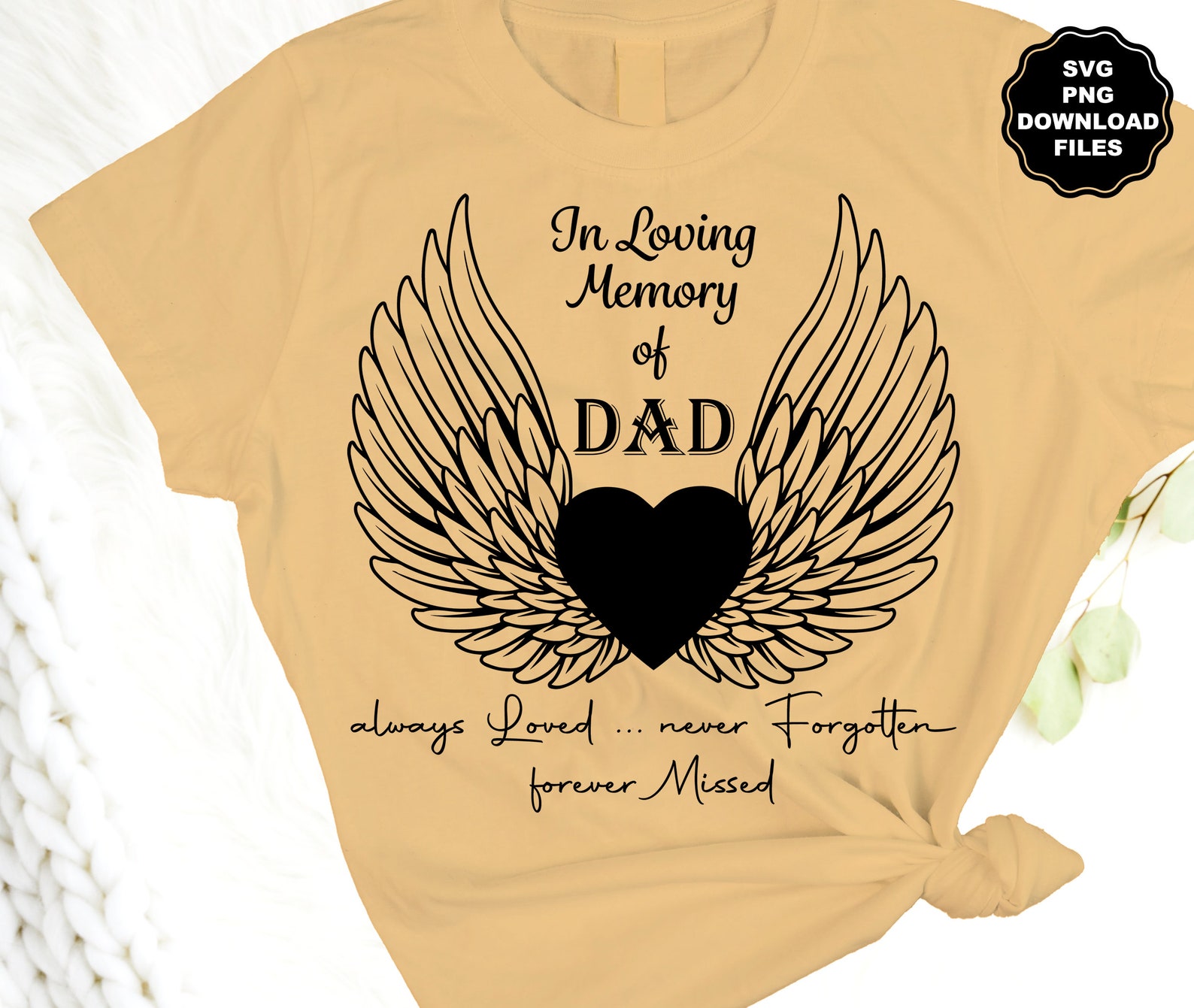 In Loving Memory Angel Wings SVG Dad Angel Wings Heart Add - Etsy