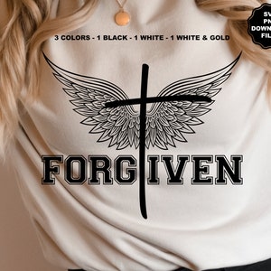 Angel Wings Forgiven Cross SVG, Forgiven Cross PNG, Angel Wings Cross Christian Sublimation, Pardonné par Jésus-Christ