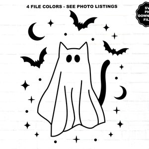 Ghost Cat SVG, Ghost SVG, Cat Ghost SVG, Ghost Cat Clipart, Halloween Cat, Halloween Clipart, Ghost Cat T-Shirt Sublimation Cricut Decals