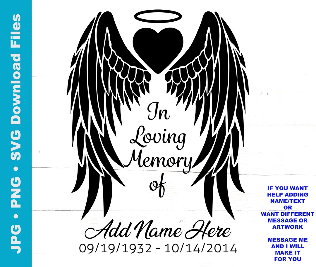In Loving Memory Angel Wings SVG Angel Wings Heart Halo Heaven - Foto 7