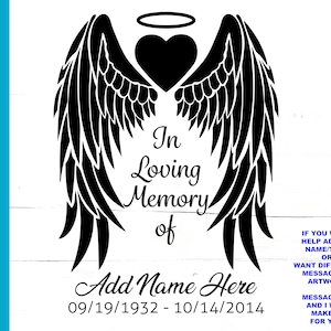 In liefdevolle herinnering engelenvleugels SVG, engelenvleugels hart Halo, naam en datum toevoegen, engelenvleugels personaliseren, Memorial Decal Memorial T-Shirt Cricut