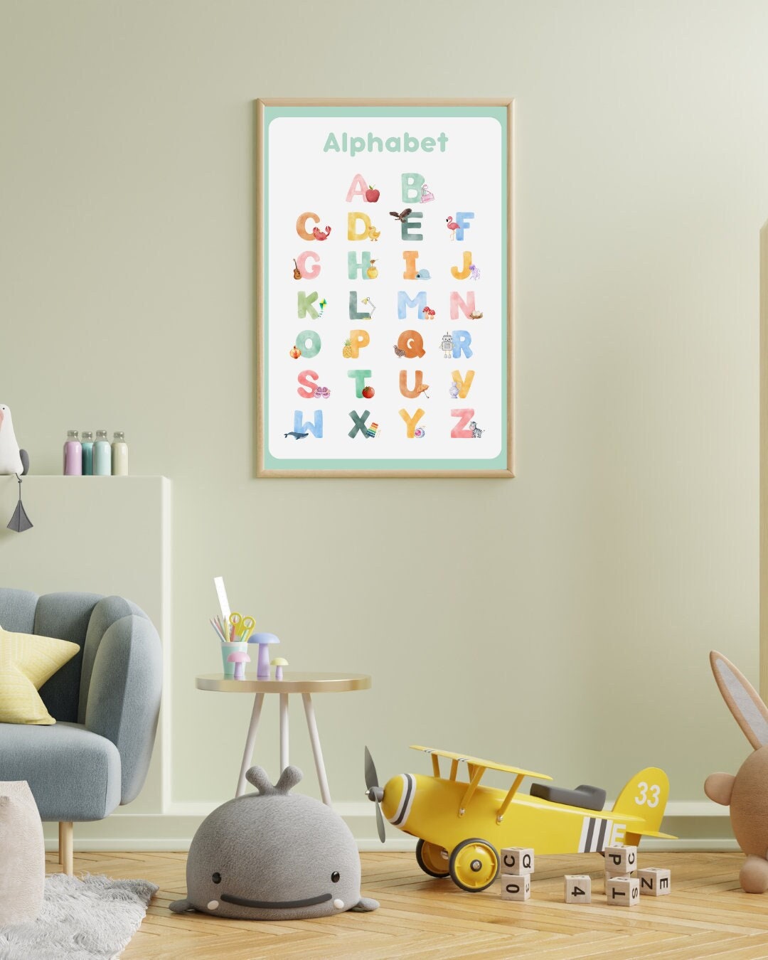 Alphabet in Soft Pastel Colors for Children's Room - Etsy