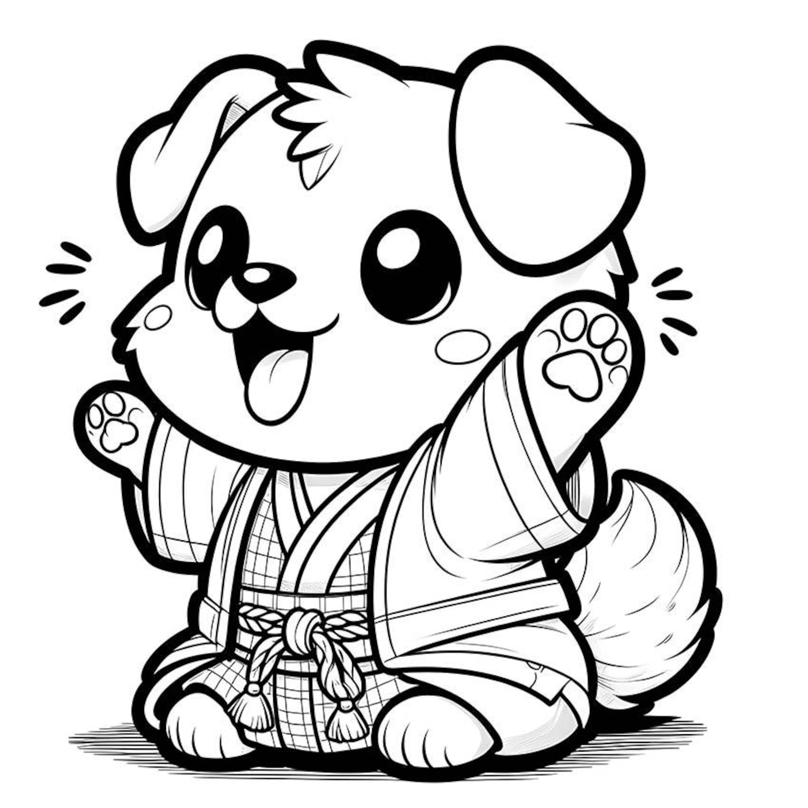 25 Kawaii Dog Coloring Pages, Kawaii Dogs, Printable Coloring Pages