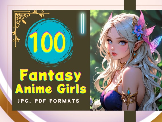 100 ファンタジーアニメの女の子、アニメアート、かわいい、アニメ