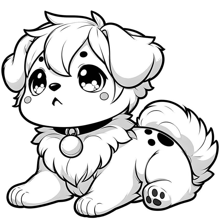25 Kawaii Dog Coloring Pages, Kawaii Dogs, Printable Coloring Pages ...