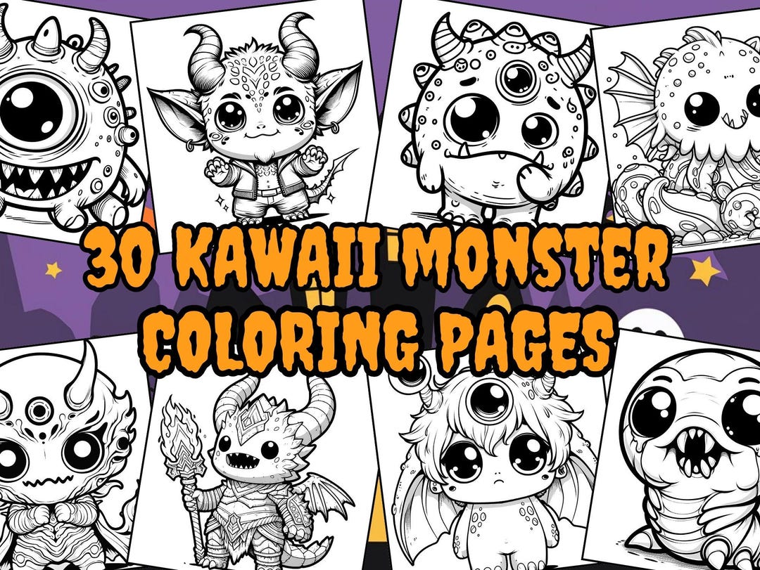 30 Kawaii Monster Coloring Pages, Kawaii Coloring, Monsters, Halloween ...