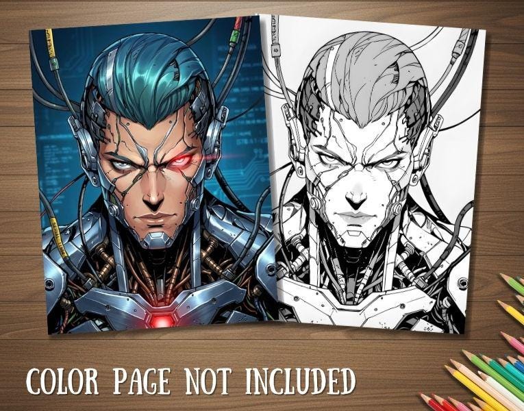 20 Cyborg Coloring Pages, Futuristic Sci-fi Coloring Book, Robot ...