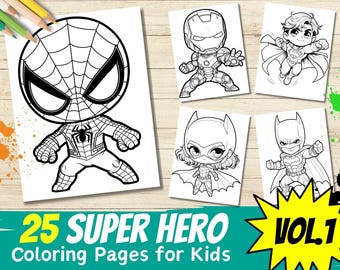 25 Super Hero Coloring Pages for kids Vol.1, superheroes, characters, kids, action heroes, cartoons, coloring pages, printables, jpg, pdf