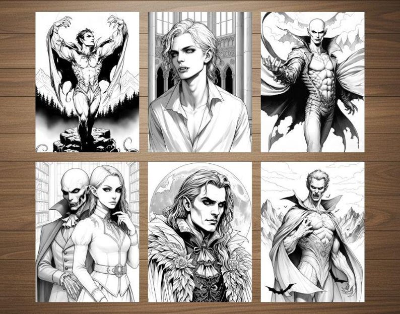 20 Vampire Coloring Pages, Digital Download, Horror Characters, Fantasy ...