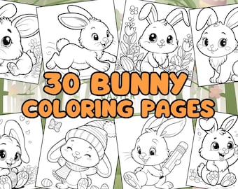 30 Cartoon Bunny Coloring Pages, rabbit, pet lovers, coloring activities, cartoon bunnies, fun activities for children, printables, jpg, pdf