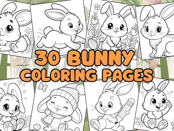 30 Cartoon Bunny Coloring Pages, rabbit, pet lovers, coloring activities, cartoon bunnies, fun activities for children, printables, jpg, pdf