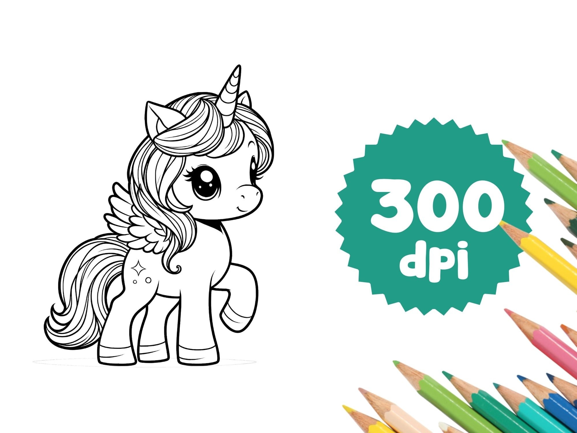 20 Cartoon Unicorn Coloring Pages - Etsy
