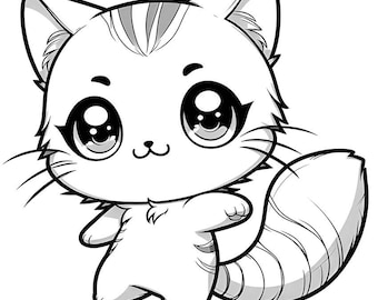 25 Kawaii Cat Coloring Pages, kawaii cats, printable coloring pages, kawaii drawings, girls, kids, toddlers
