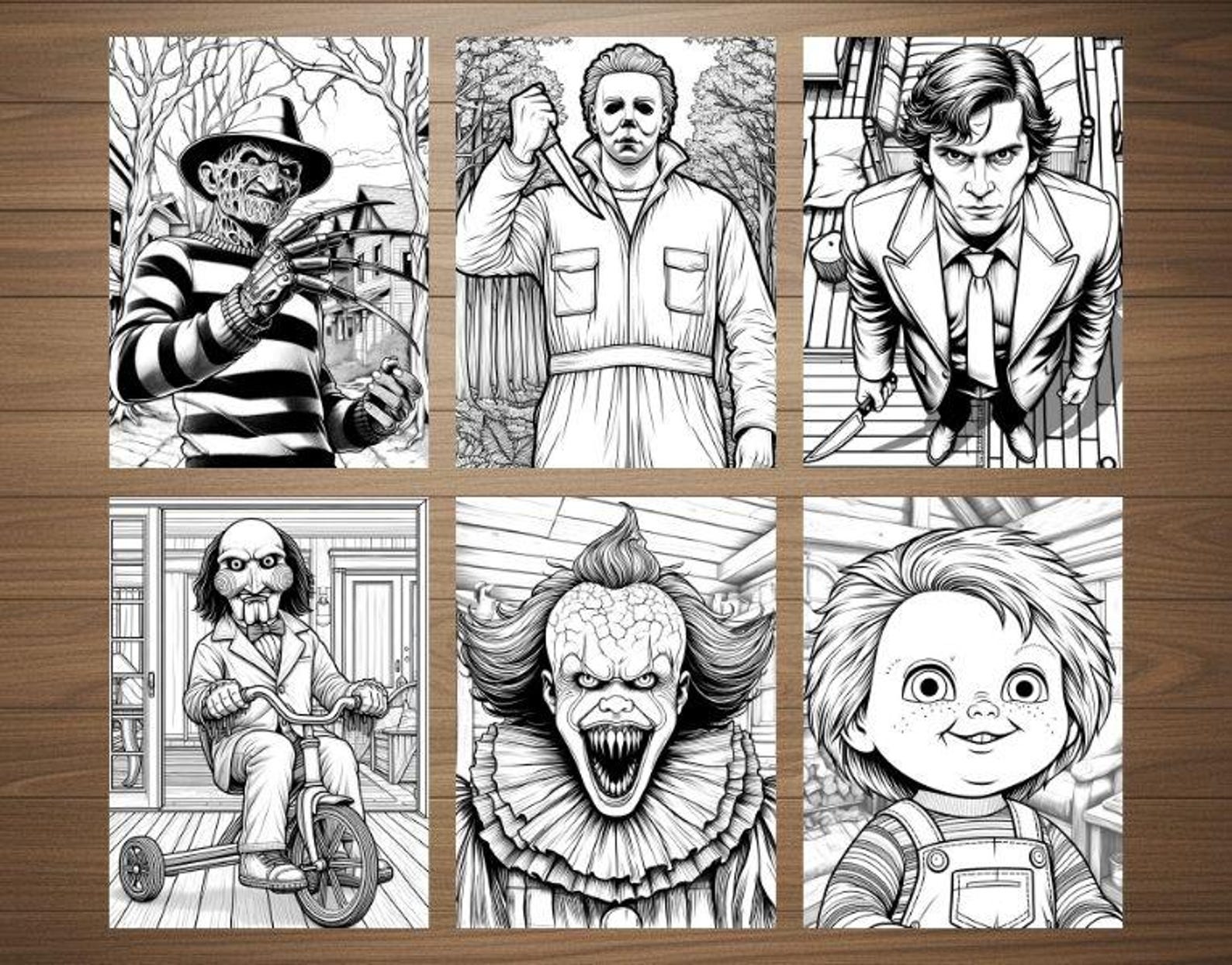 20 Slasher Coloring Pages, Digital Download, Horror Movie Icons ...