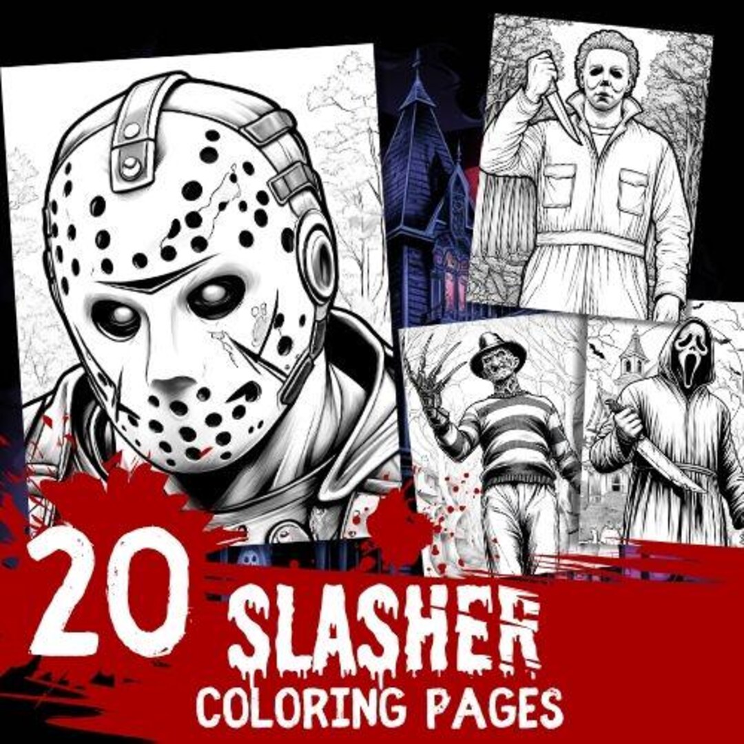 20 Slasher Coloring Pages, Digital Download, Horror Movie Icons ...