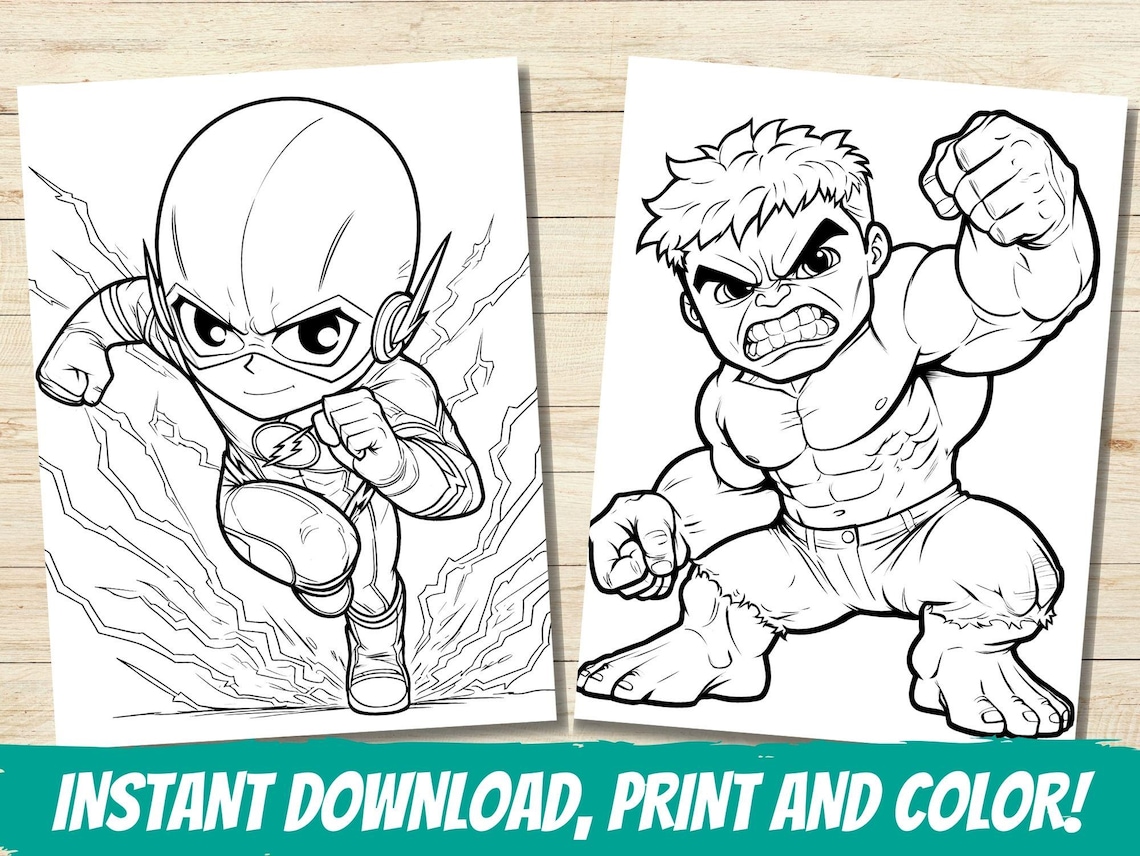 25 Super Hero Coloring Pages for Kids Vol.1, Superheroes, Characters ...