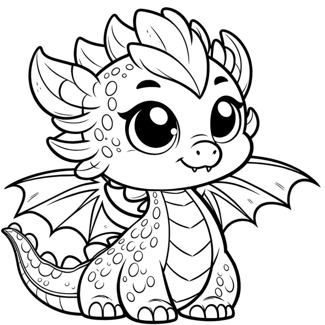 20 Cartoon Dragon Coloring Pages - Etsy España