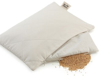 Pillow Organic Millet Husks Filling, Organic Sleeping Bio Pillow, 100% Cotton Pillow Cases, Natural Bed Cushion