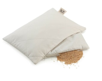 Almohada Relleno de Cáscaras de Mijo Orgánico, Almohada Bio para Dormir Orgánica, Fundas de Almohada 100% Algodón, Cojín de Cama Natural