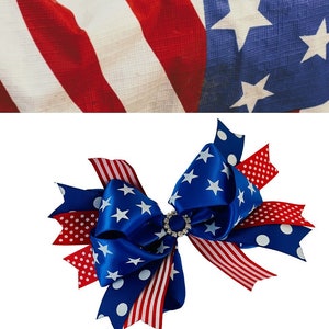 Patriotic Hair Bow, 4th of July Bows, Independence Day Hair Bows, Baby Headband, Memorial Day Hair Clip, Birthday Gift for Kids