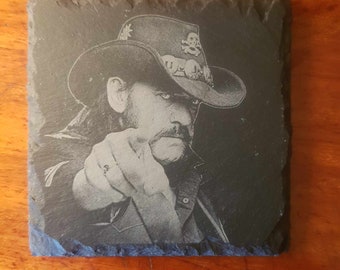 Motorhead - Lemmy - Laser Etched Slate Coaster - 10cm - New Improved Version