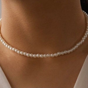 Dainty Pearl Choker Dainty Pearl Necklace Elegant White | Etsy
