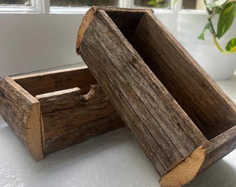 Rustic Reclaimed Wood Box: Small Boho Planter, Farmhouse Storage