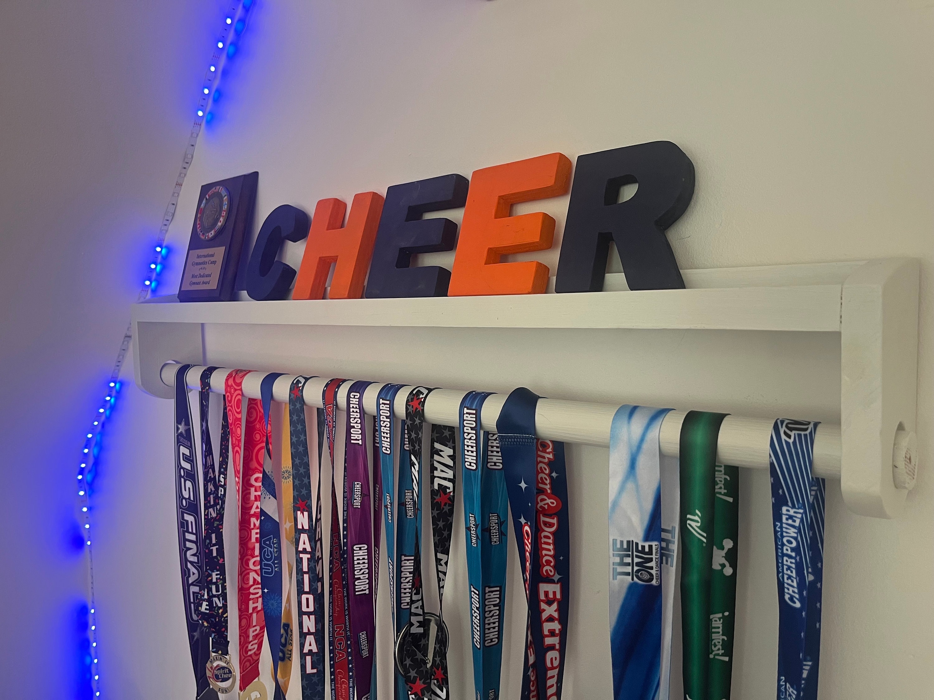 Cheer Baton Rack Solid Wood Medal Rack & Trophy Shelf, Cheer Gymnastics Soccer - Etsy