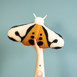 PILLOW MOTH HAPLOA punchneedle embroidery, livingroom decor pillow, cushion bug inspired by nature