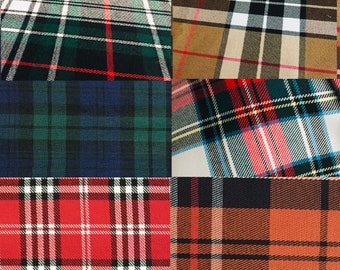 Polyviscose Plaid Fabric, Wide 59in, 230gsm, BlackWatch Tartan, Dress Stewart, Caramel Thomson, Jackets, Poncho, Napkins, Drapes, Vest, hat,