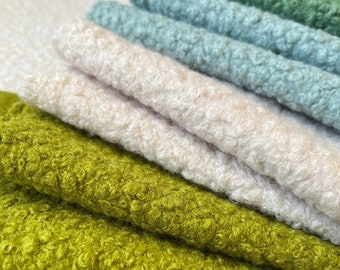 Curly Boucle Fabric, 17 colors, wide 59", Upholstery, Furnishing, Plush fabric, stuffed toys, chair, pillow, cushion, Coat, Poncho, Thick,