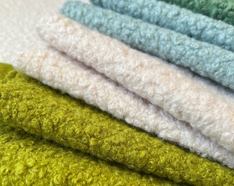 Curly Boucle Fabric, 17 colors, wide 59', Upholstery, Furnishing, Plush fabric, stuffed toys, chair, pillow, cushion, Coat, Poncho, Thick,